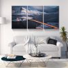 3 Panels Framed Bridge Above Ice Sea Canvas Wall Art Decor,3 Pieces Mordern Canvas Decoration Painting for Office,Dining room,Living room